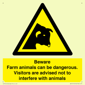 Beware Farm animals can be dangerous. Visitors are advised not to interfere with animals